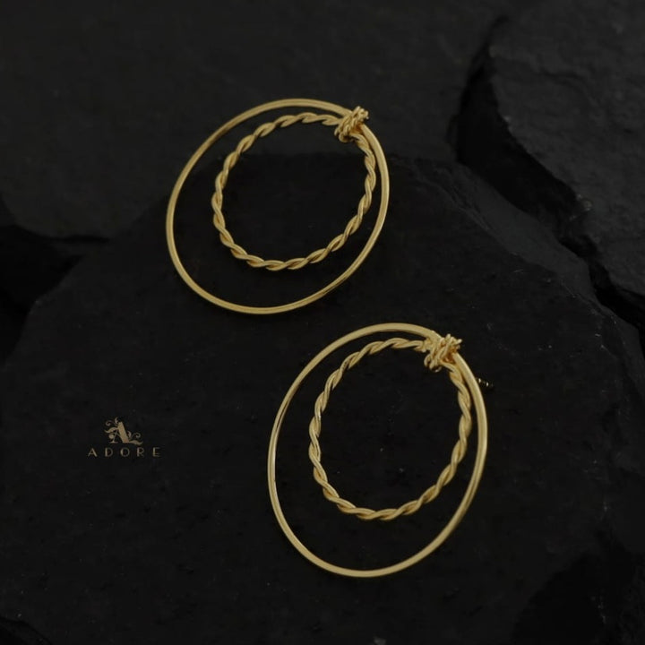 Golden Twisted & Plain Circle Earring