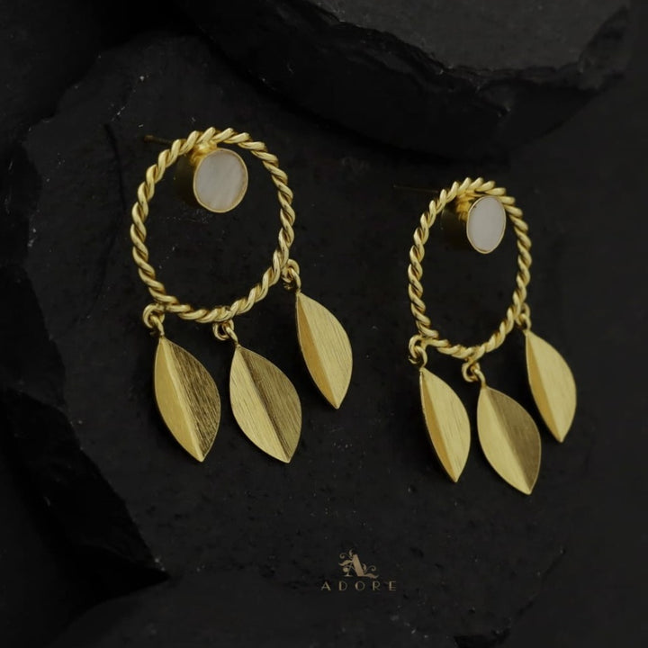 Twisted Round MOP Fold Leaf Earring