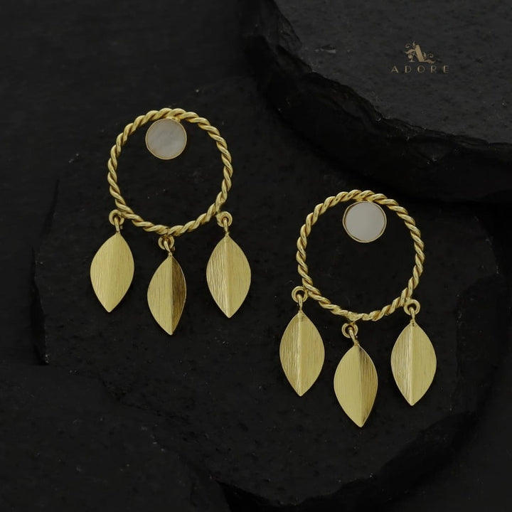 Twisted Round MOP Fold Leaf Earring