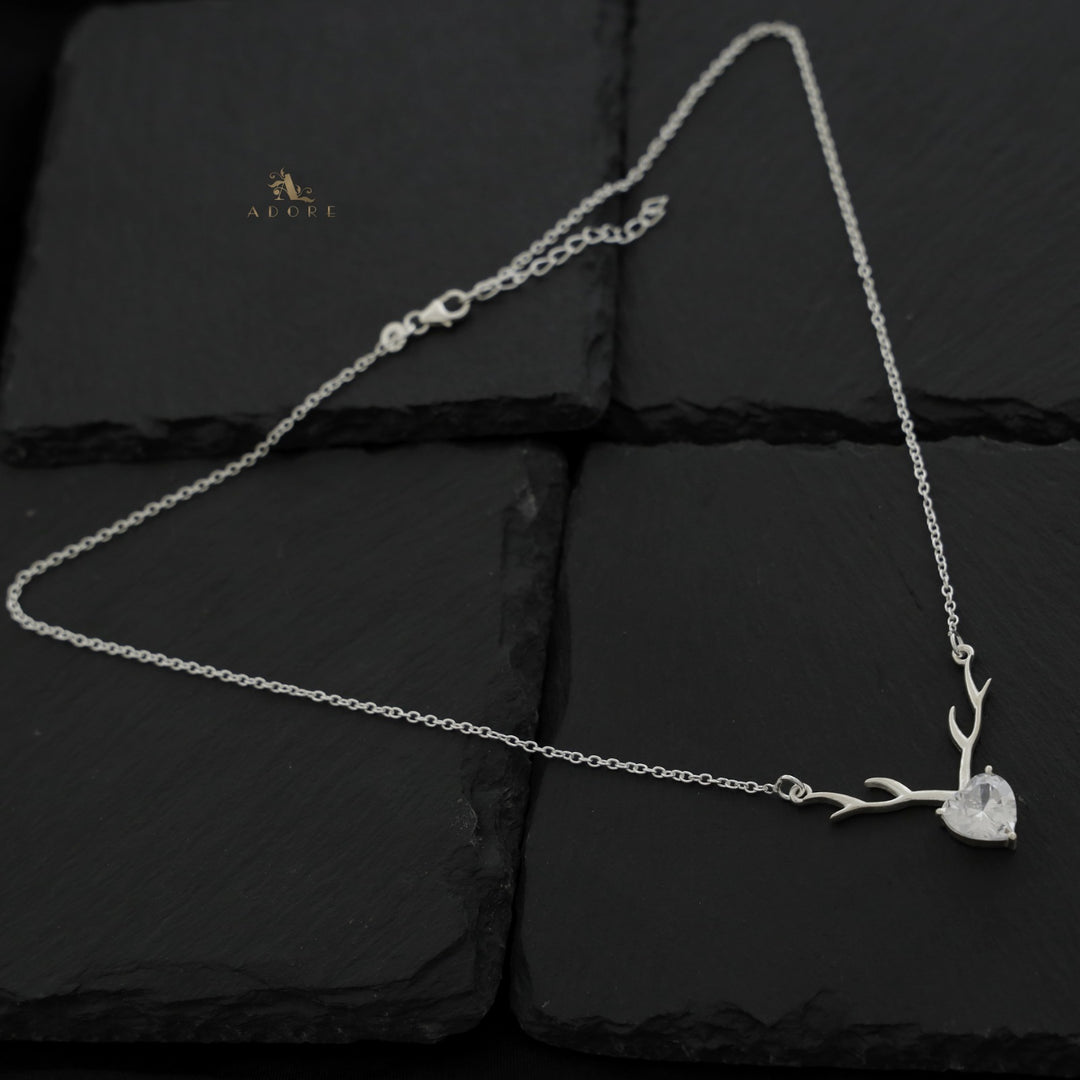 Silver Deer Heart Neckpiece - 925 Sterling Silver