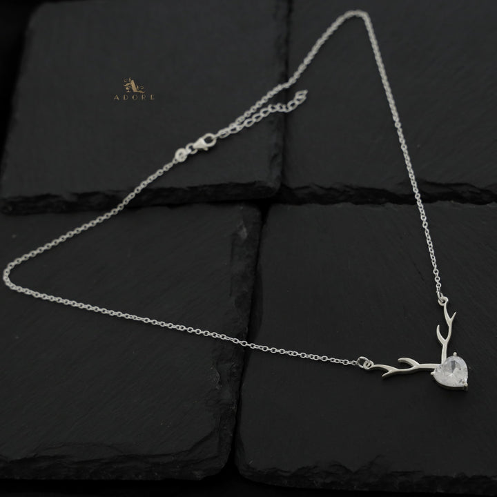 Silver Deer Heart Neckpiece - 925 Sterling Silver