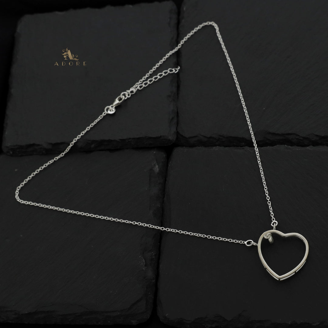 Silver Dual Heart Neckpiece - 925 Sterling Silver