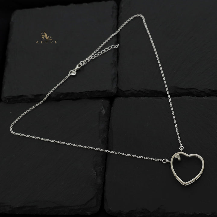 Silver Dual Heart Neckpiece - 925 Sterling Silver