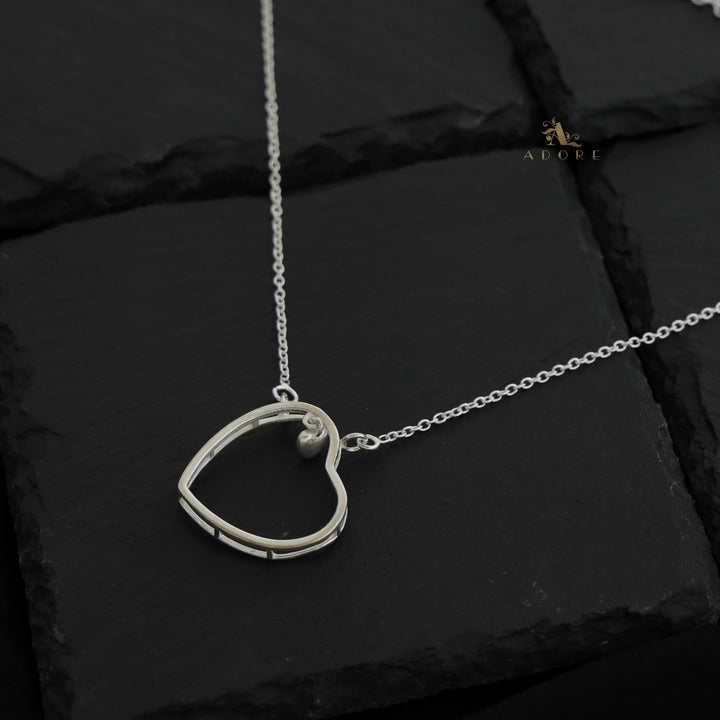 Silver Dual Heart Neckpiece - 925 Sterling Silver