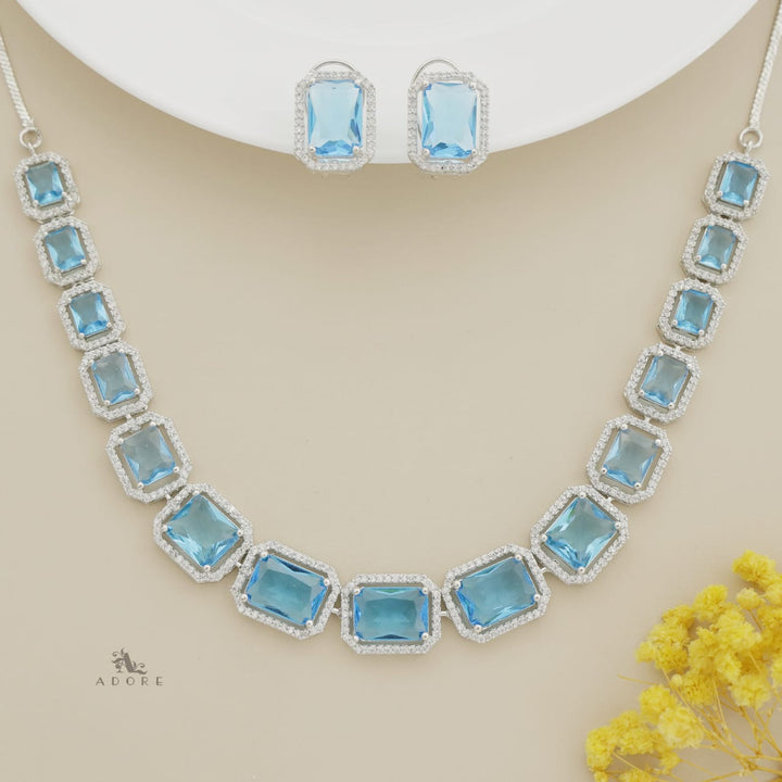Rosalba AD Rectangle Glossy Neckpiece With Earring