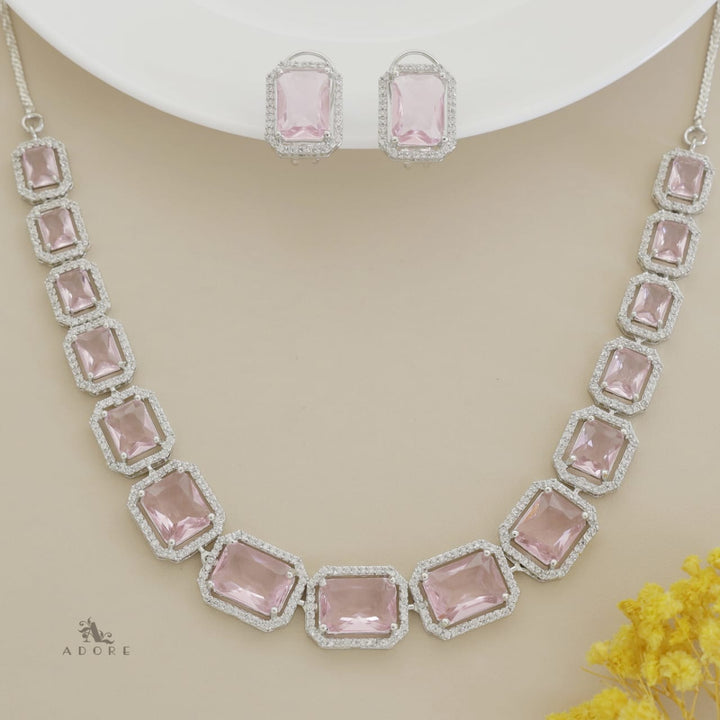 Rosalba AD Rectangle Glossy Neckpiece With Earring