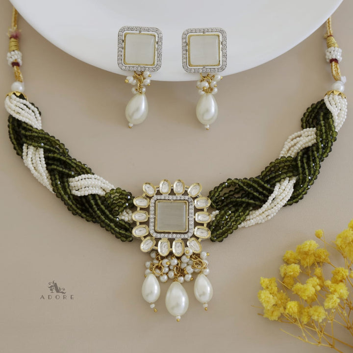 Samhita Braided Kundan Choker With Earring