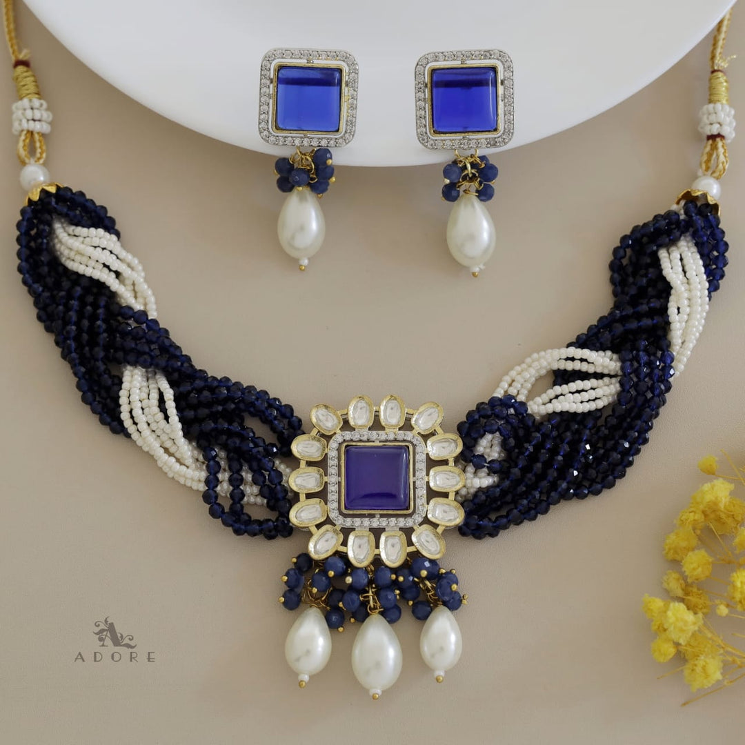Samhita Braided Kundan Choker With Earring
