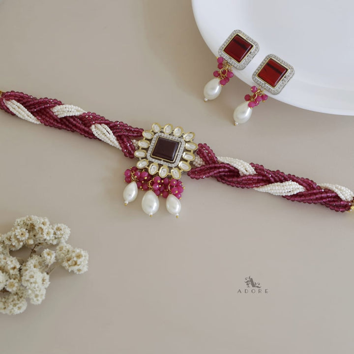 Samhita Braided Kundan Choker With Earring