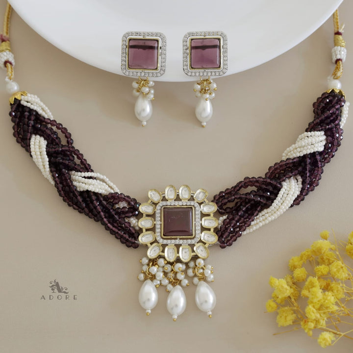 Samhita Braided Kundan Choker With Earring