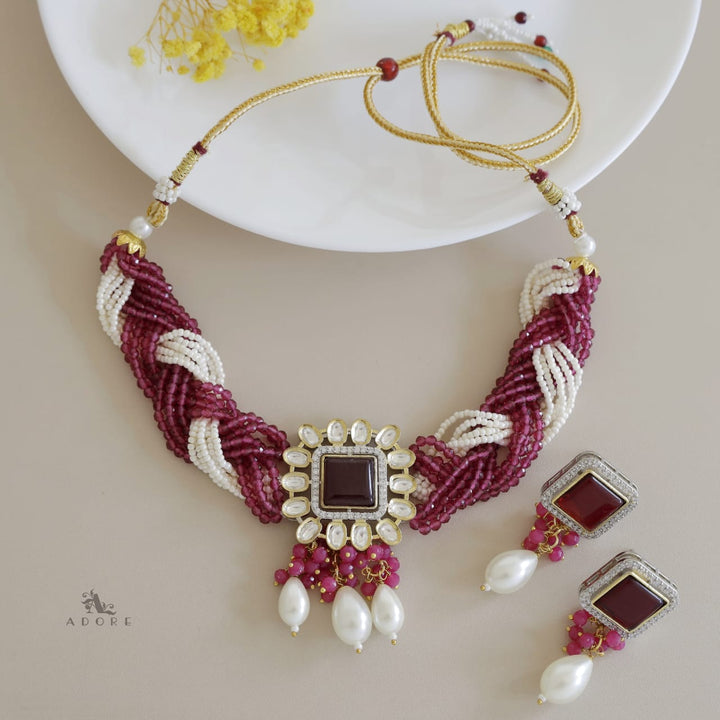 Samhita Braided Kundan Choker With Earring