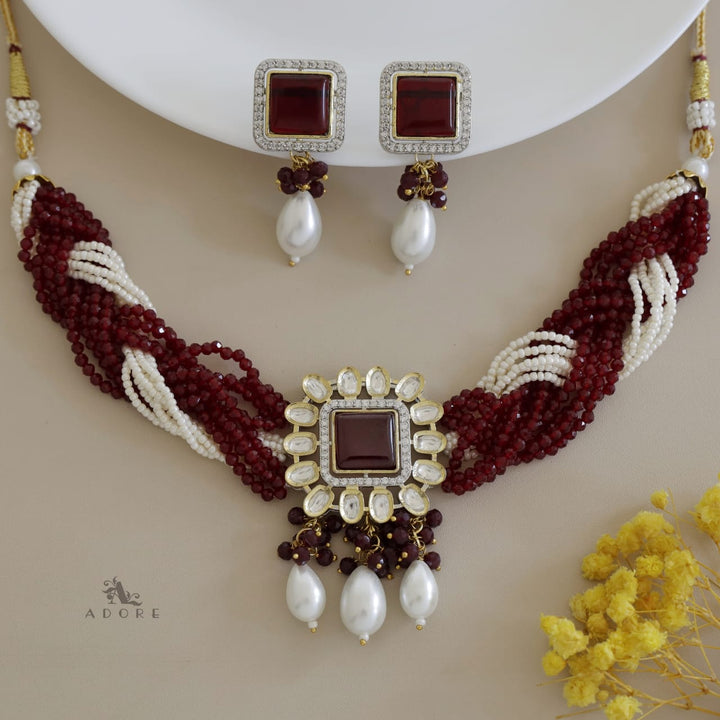 Samhita Braided Kundan Choker With Earring