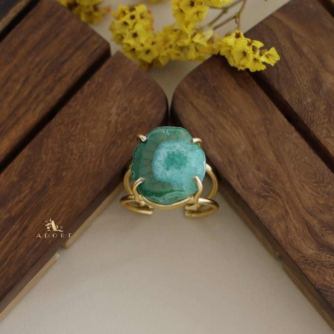 Two Layer Agate Claw Ring