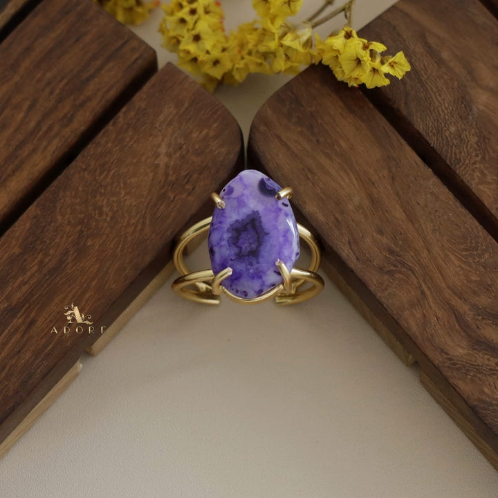 Two Layer Agate Claw Ring