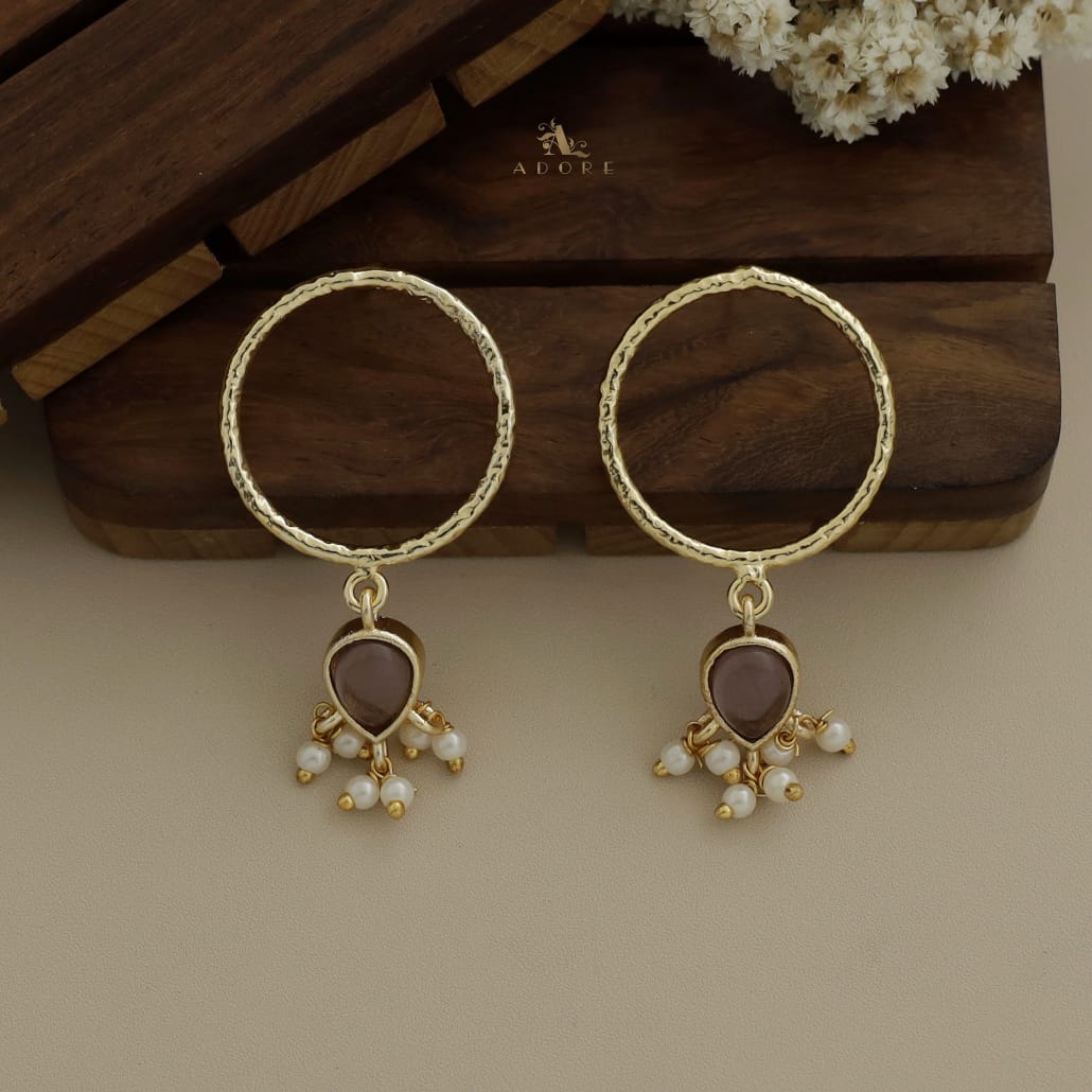 Textured Round Glossy Drop Pearl Earring