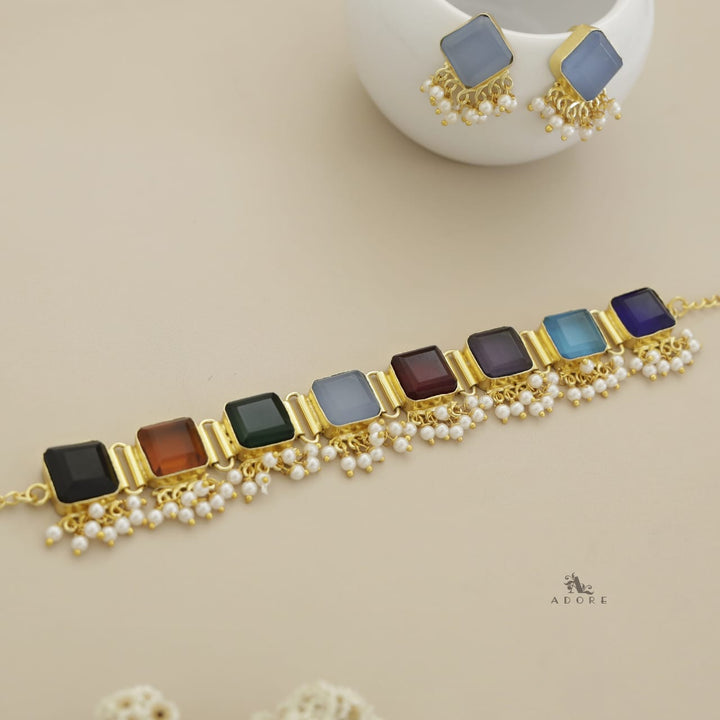 Urwasi Golden Pearl Drop Choker With Earring