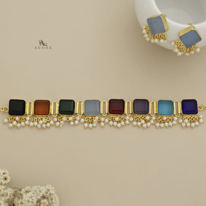 Urwasi Golden Pearl Drop Choker With Earring