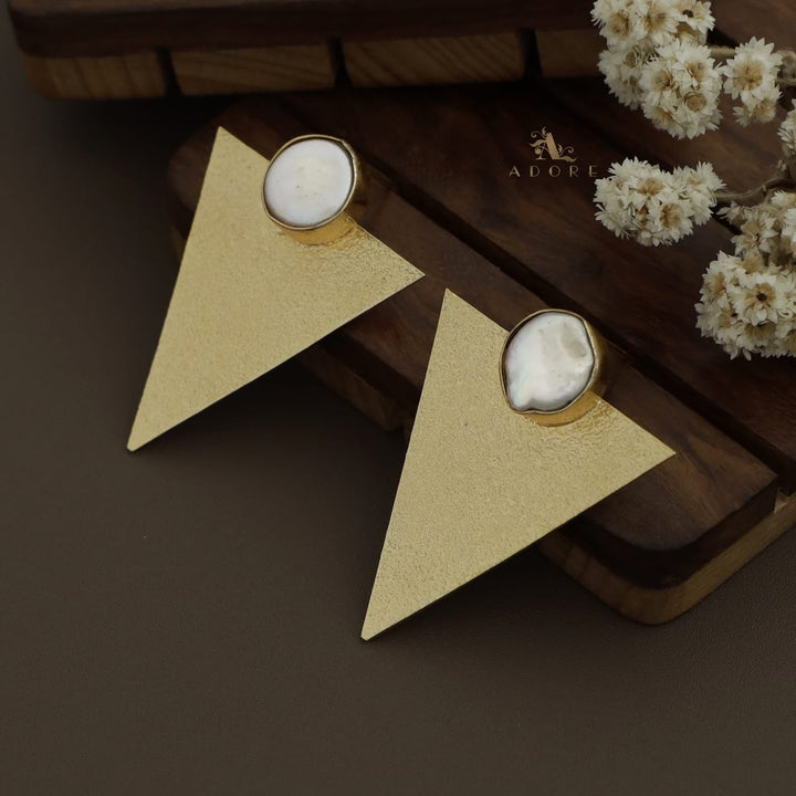 Baroque Textured Triangle Earring