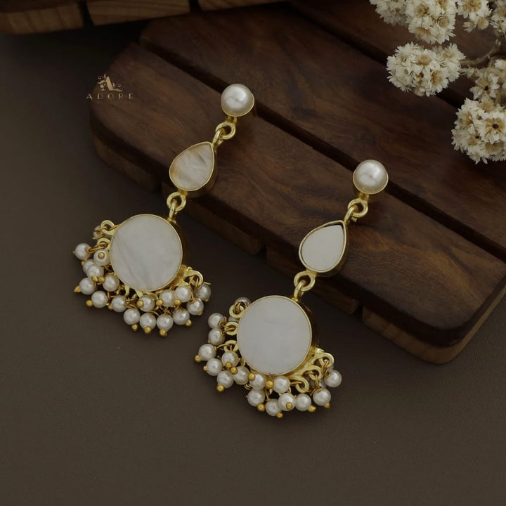 Lily Drop & Round MOP Pearl Earring