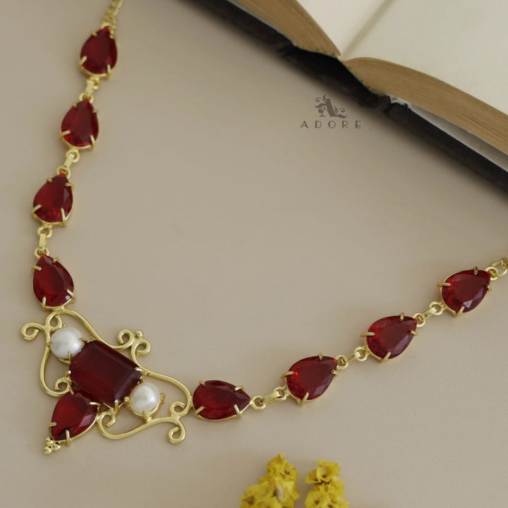 Umang Glossy Tear Drop Pearl Neckpiece