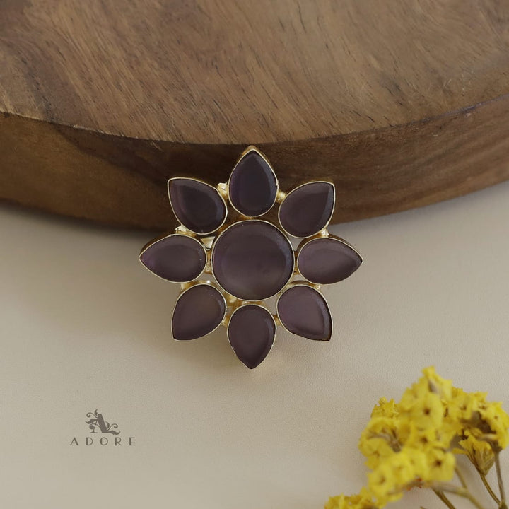 8 Petal Raw Stone Ring (Colour Option)