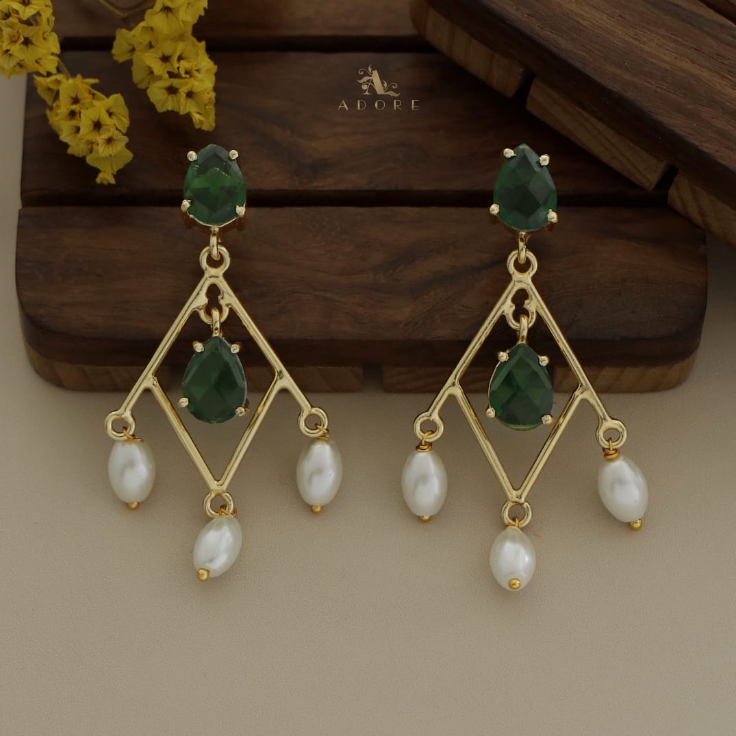 Glossy Drop Diamond Pearl Earring