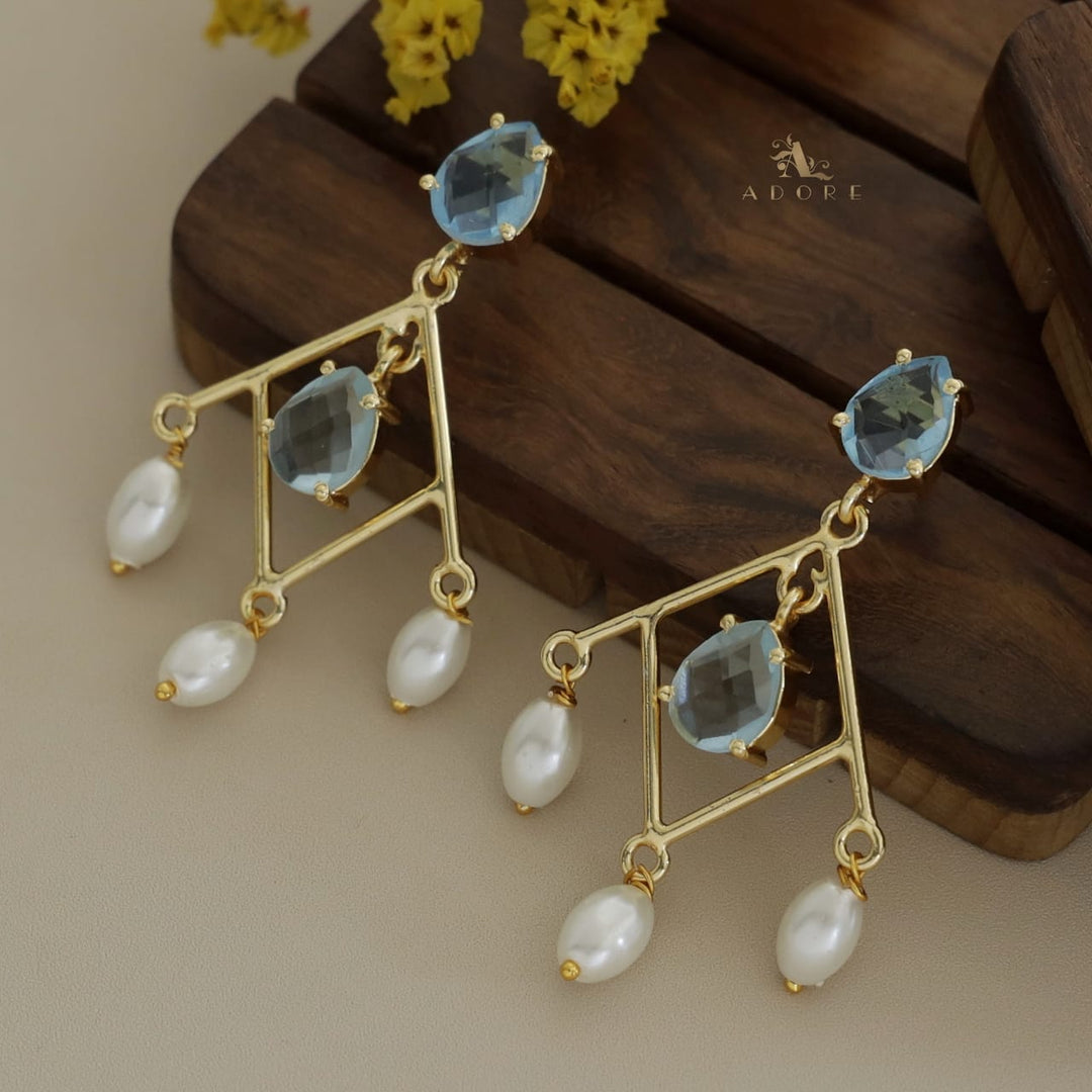 Glossy Drop Diamond Pearl Earring