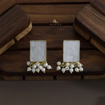Alessandra MOP Rectangle Pearl Choker/Short Neckpiece With Earring