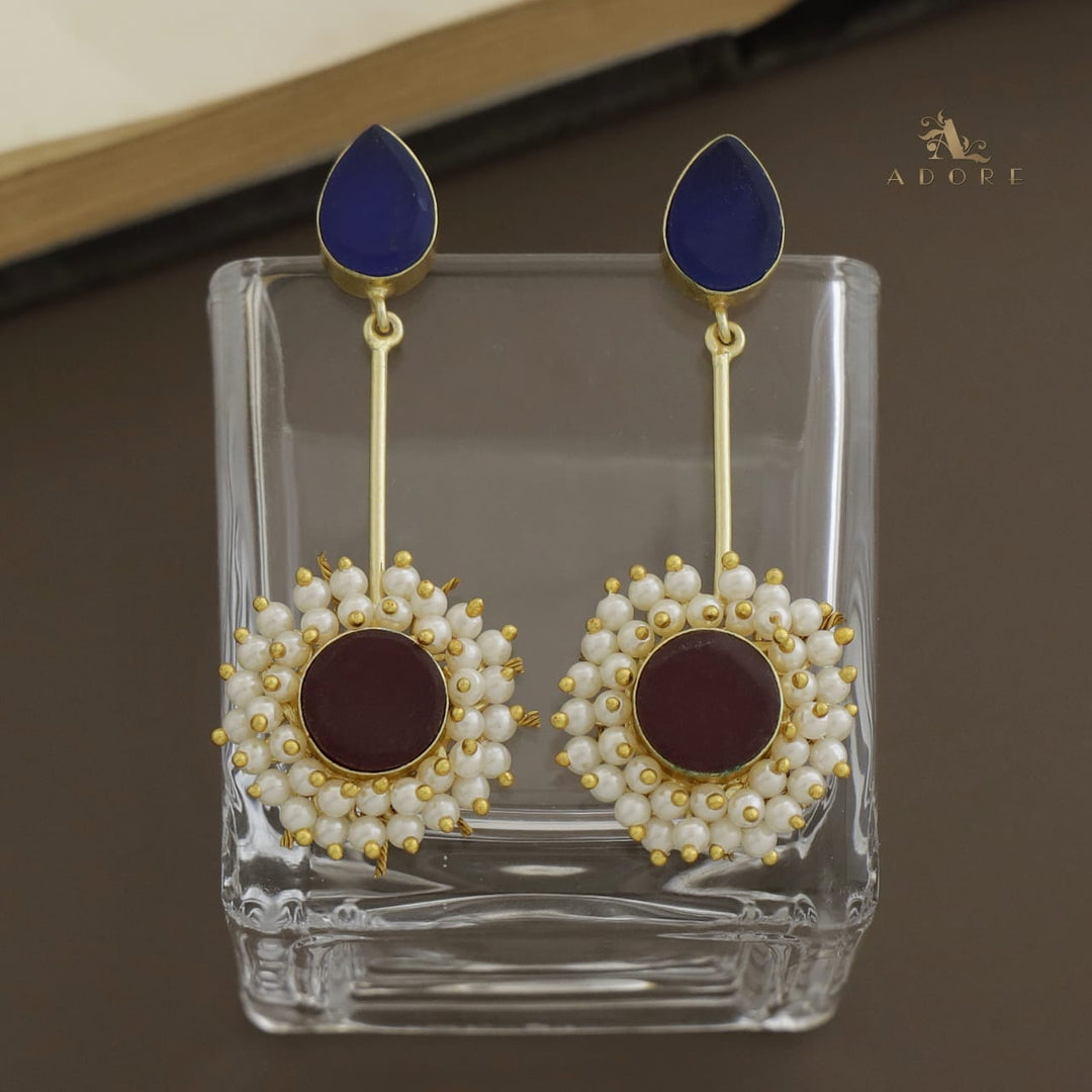 Aabheri Stem Raw Stone With Pearl Earring