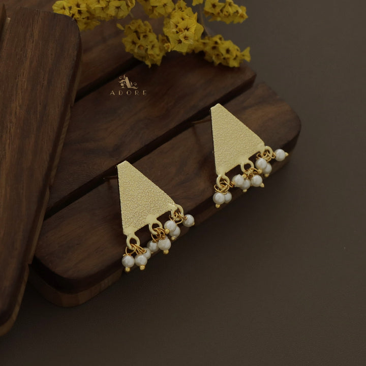 Textured Triangle Cluster Pearl Earring