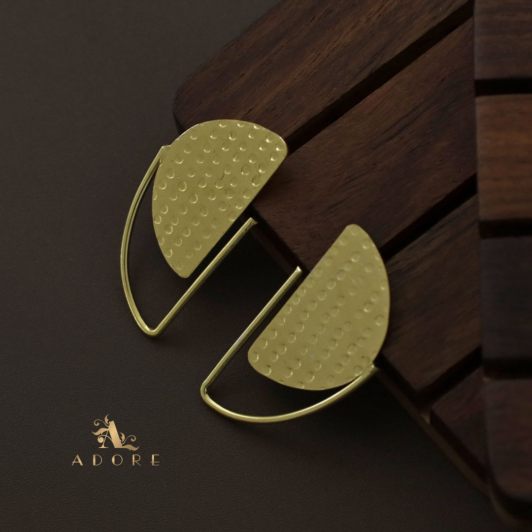 Golden D Hammered Earring