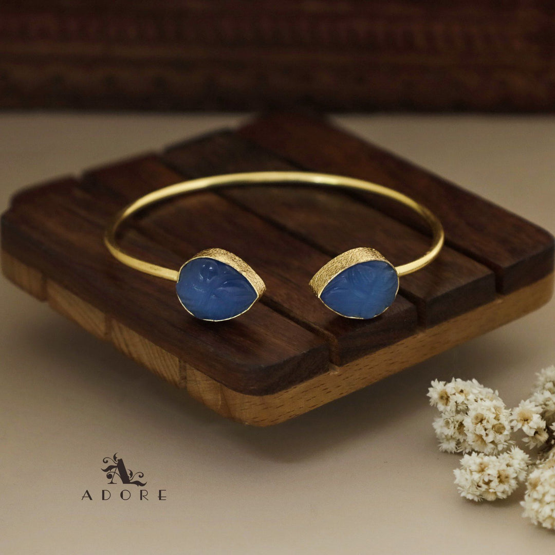 Carved 2 stone Bangle( Adjustable)