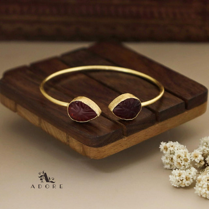 Carved 2 stone Bangle( Adjustable)