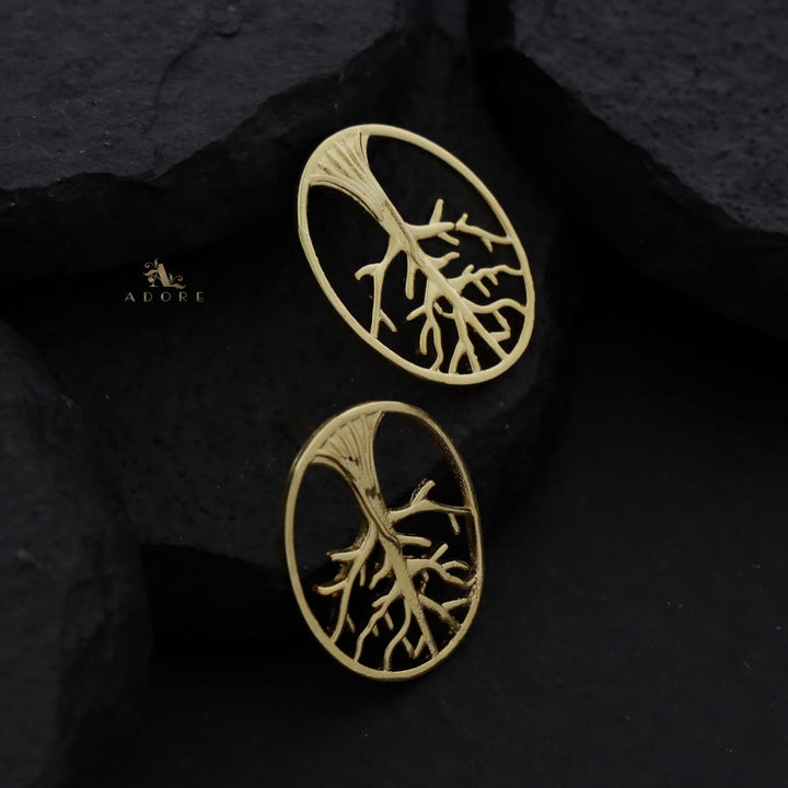 Golden Oval Tree Earring