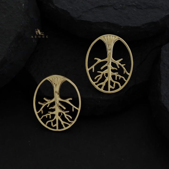 Golden Oval Tree Earring