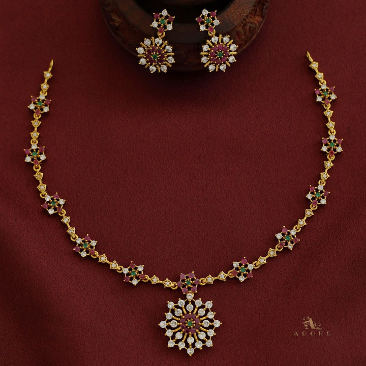 Mithrayana Short AD Neckpiece With Earring