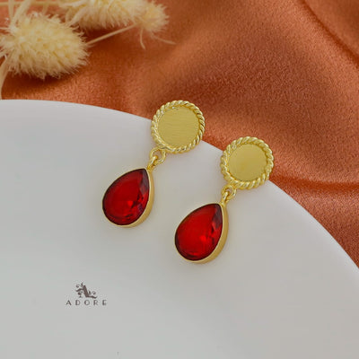 Golden Twisted Coin Rain Drop Earring