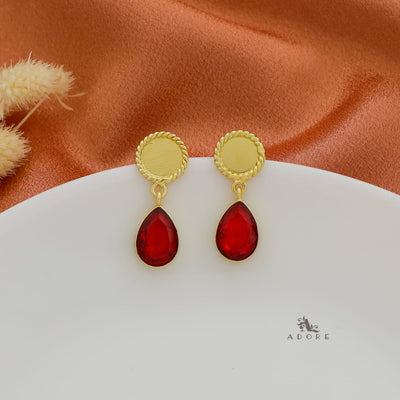 Golden Twisted Coin Rain Drop Earring