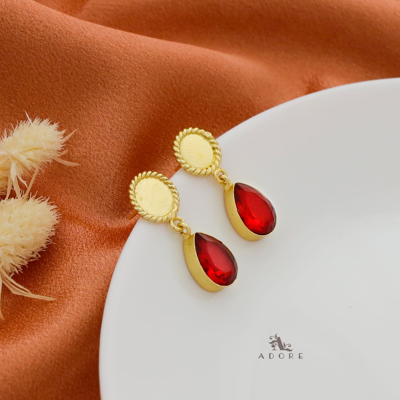 Golden Twisted Coin Rain Drop Earring