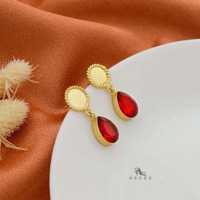 Golden Twisted Coin Rain Drop Earring