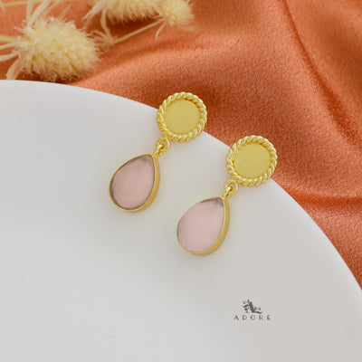 Golden Twisted Coin Rain Drop Earring