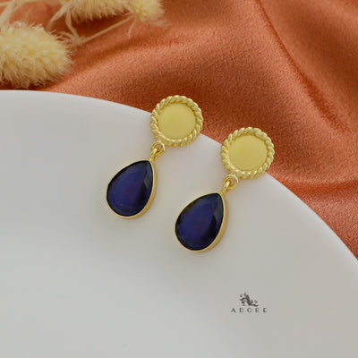 Golden Twisted Coin Rain Drop Earring