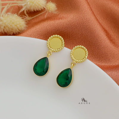 Golden Twisted Coin Rain Drop Earring