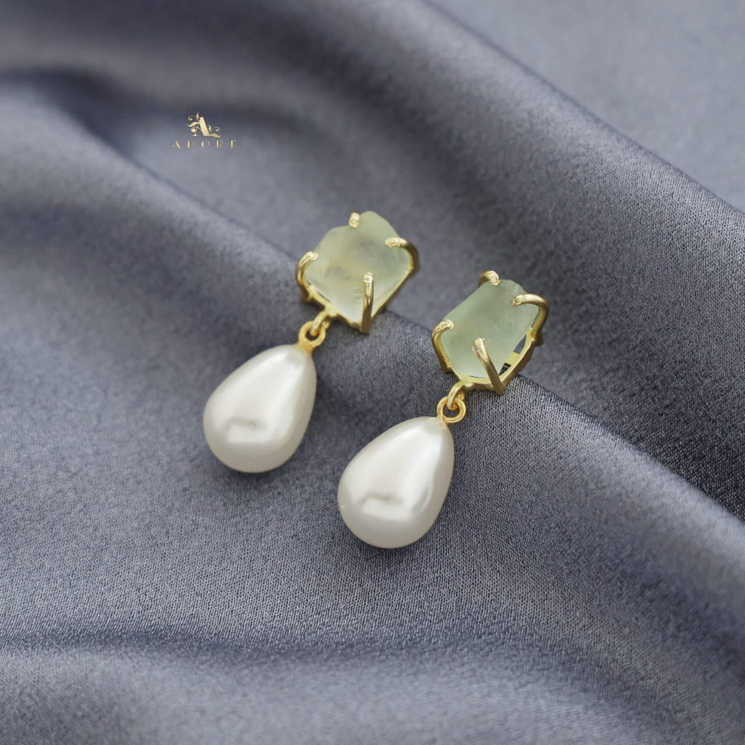 Dhurina Raw Stone Pearl Drop Earring