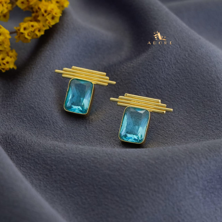 Sticky Lines Glossy Rectangle Earring