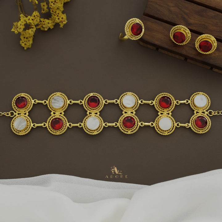 Two Layer Twisted Round Glossy Choker Combo