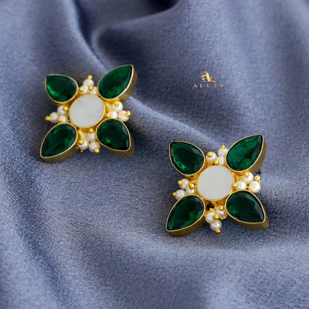 Tetra Glossy Petal MOP Flower Earring