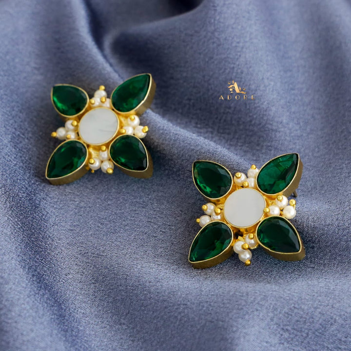 Tetra Glossy Petal MOP Flower Earring