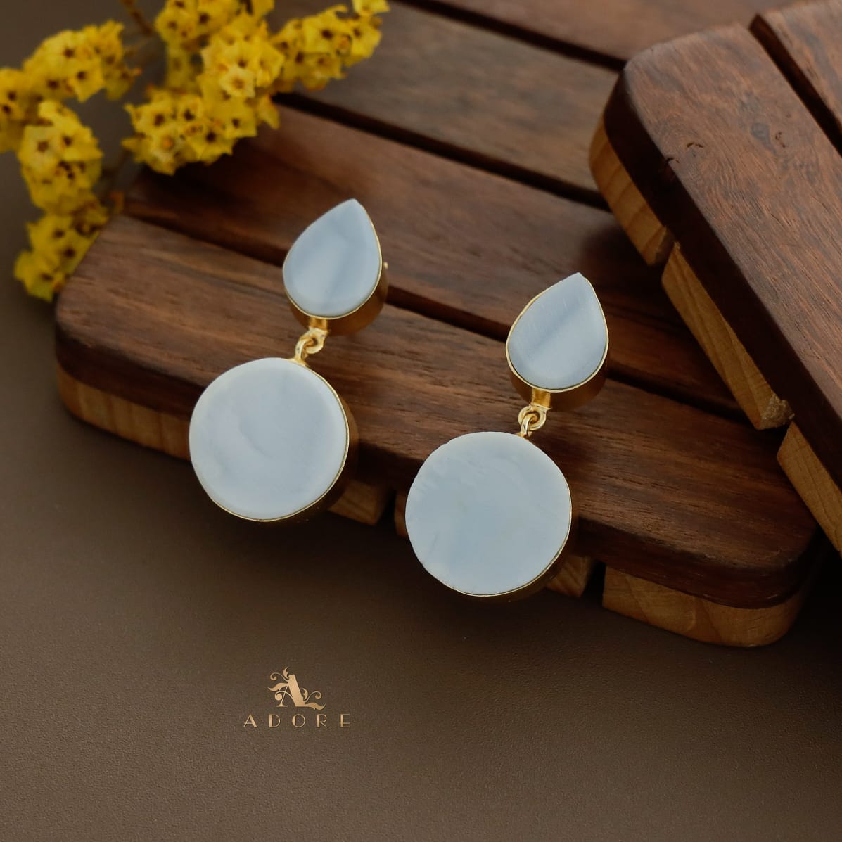 Buy Brown Enamelled With White Stone Stud Earrings Online - W for Woman