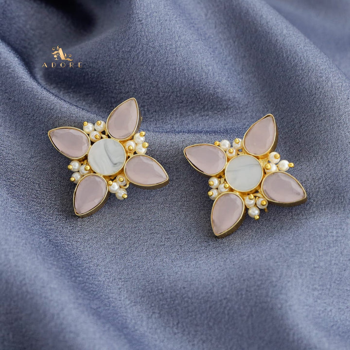 Tetra Glossy Petal MOP Flower Earring